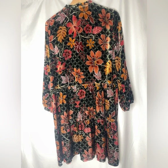 Johnny Was Silk Blend Jasmoon Flore Velvet Field Tiered Dress Tassels - Picture 10 of 11